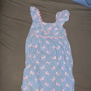Girls dress/unicorn with stars print/ below or at the knee length